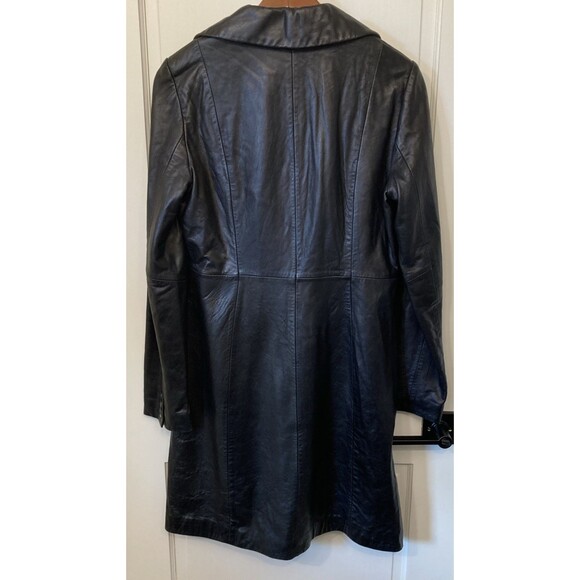 Kenneth Cole Soft Leather Knee Length M Coat Trench Goth Whimsigoth Vamp Career - Picture 6 of 16